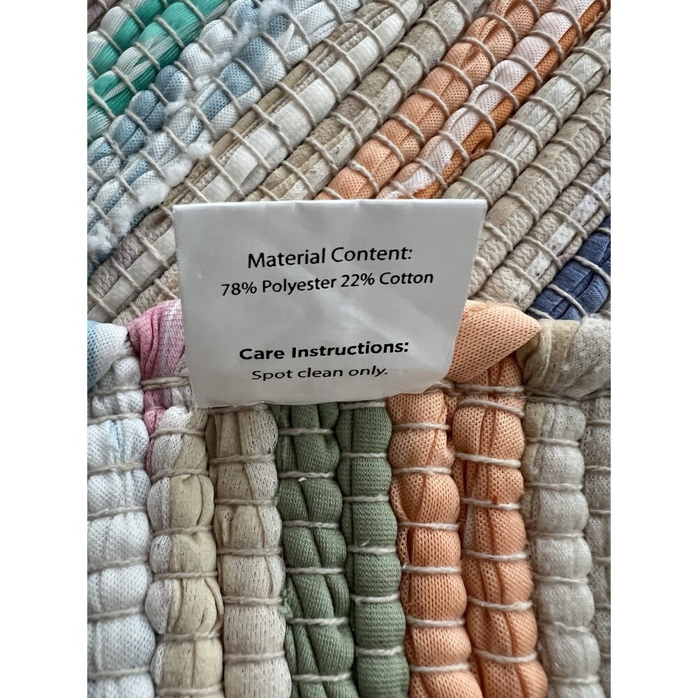 NWT Chindi Rag Rug 27" x 45" Boho Farmhouse Rustic Accent Throw Rug Pastel Color - Picture 10 of 10